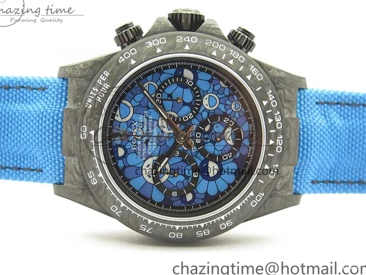 Edition Dial Daytona DIW Strap Blue Carbon A4130 Light Blue OMF Best Light Nylon on 1123